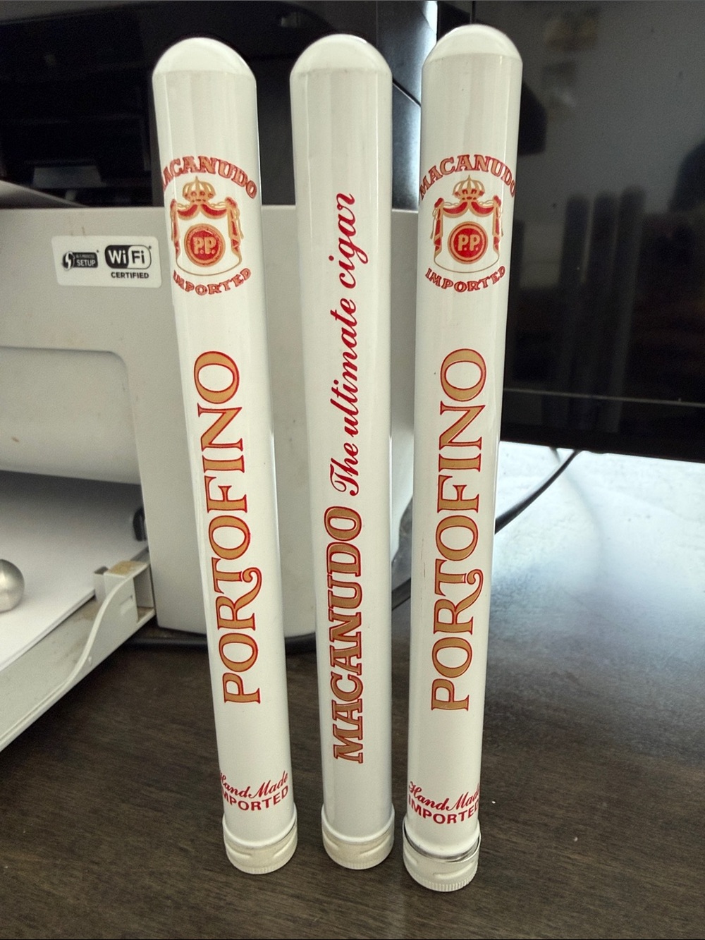 Portofino Macanudo Cigar Tubes - White with Red Logo